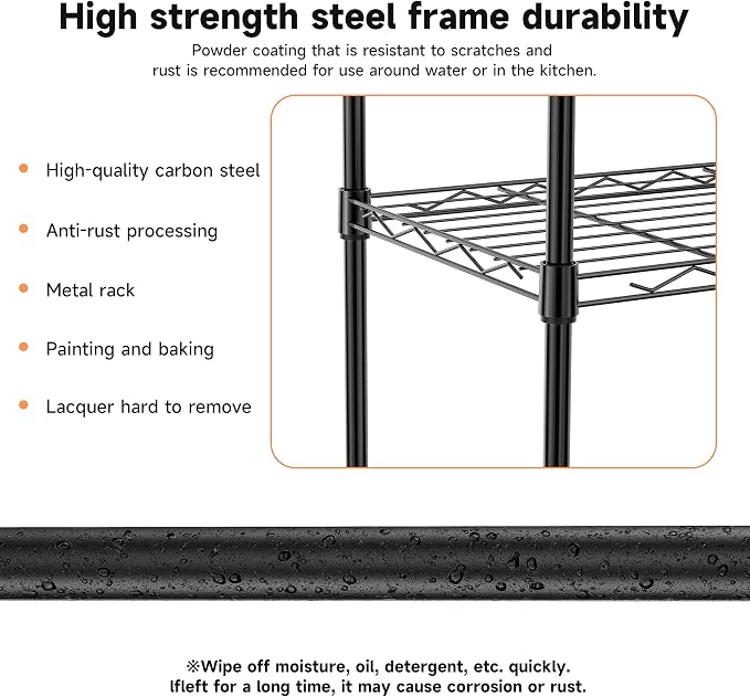 IZEUK 3 Tier Metal Wire Shelving Rack Storage Shelves - Image 7