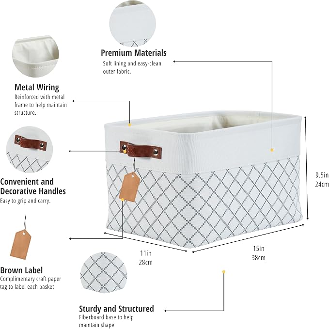 DECOMOMO White Storage Bins Fabric Storage Baskets - Image 3