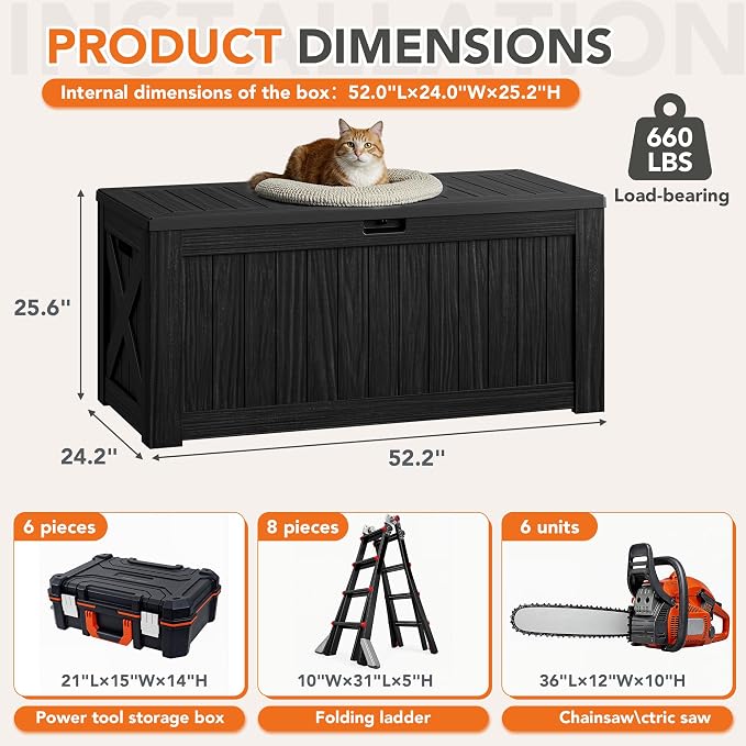 130 Gallon Deck Box Outdoor Indoor Waterproof Storage Box - Image 7