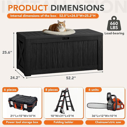 130 Gallon Deck Box Outdoor Indoor Waterproof Storage Box - Image 7