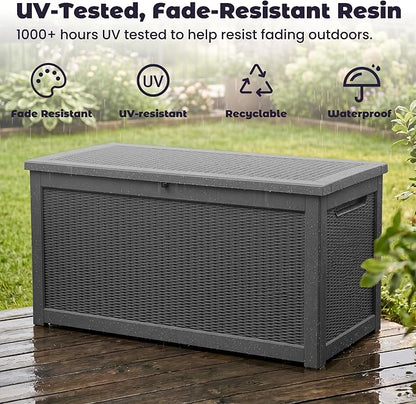 PatioZen 330 Gallon Outdoor Storage Box, Heavy Duty Resin Large Deck Box - Image 6