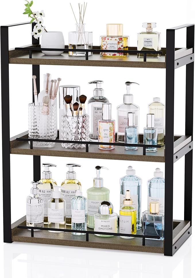 Bathroom Counter Organizer, 3 Tier Wood Countertop Shelf by CeleVista