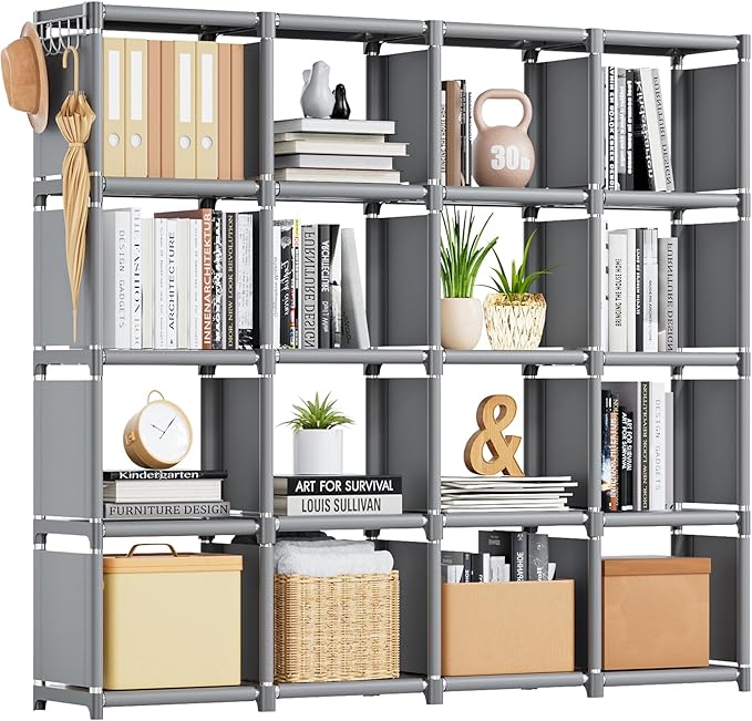 Mavivegue Book Shelf, 16 Cube Storage Organizer, DIY Bookcase, Metal Cube by Mavivegue