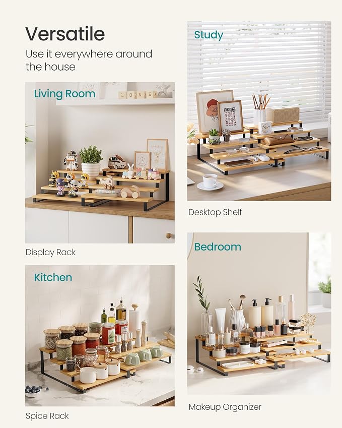 SONGMICS Display Risers, 4-Tier Cupcake Stand Holder, Spice Rack, Shelf Risers - Image 5