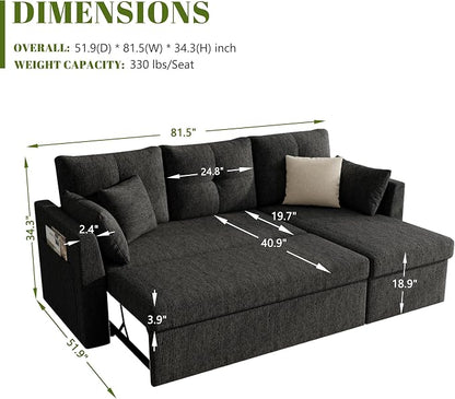 Huatean Home Sleeper Couch Sofa, Sectional Sleeper Sofa Bed - Image 3