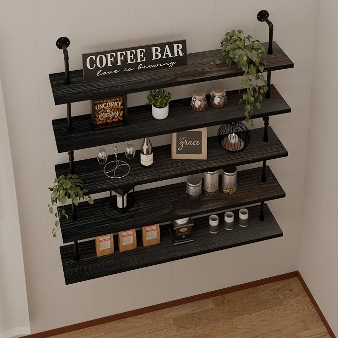 HDDFER Floating Shelves for Wall Bookshelf Industrial Pipe Shelving Shelves 48 - Image 3