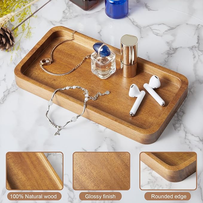 ALELION 8" Acacia Wood Bathroom Vanity Tray - Image 6