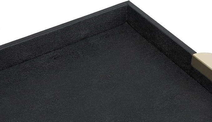 HofferRuffer Faux Leather Decorative Serving Tray, Elegant Coffee Table Ottoman - Image 4