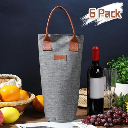 Shappy 6 Pack Single Bottle Wine Tote Bag 1 Bottle Insulated Wine Carrier Bag - Image 7