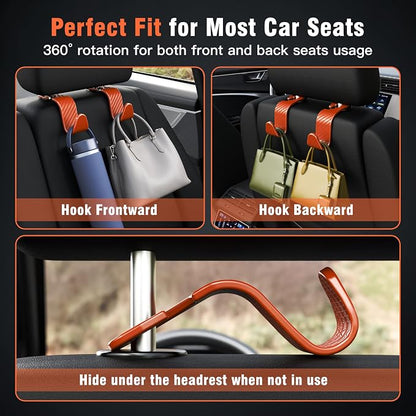 Amooca Car Seat Headrest Hook 4 Pack Hanger Universal Vehicle Car Storage - Image 4