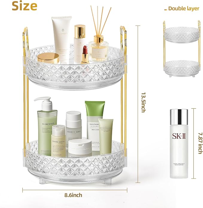 360 Rotating Makeup Organizer for Vanity, Adjustable Perfume Organizer for - Image 4
