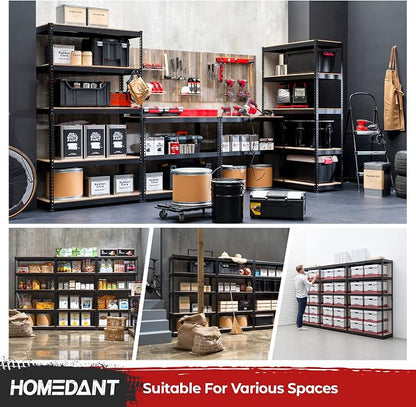 HOMEDANT 5-Tier Laminated Boltless Heavy Duty Metal Shelving Unit Adjustable - Image 8