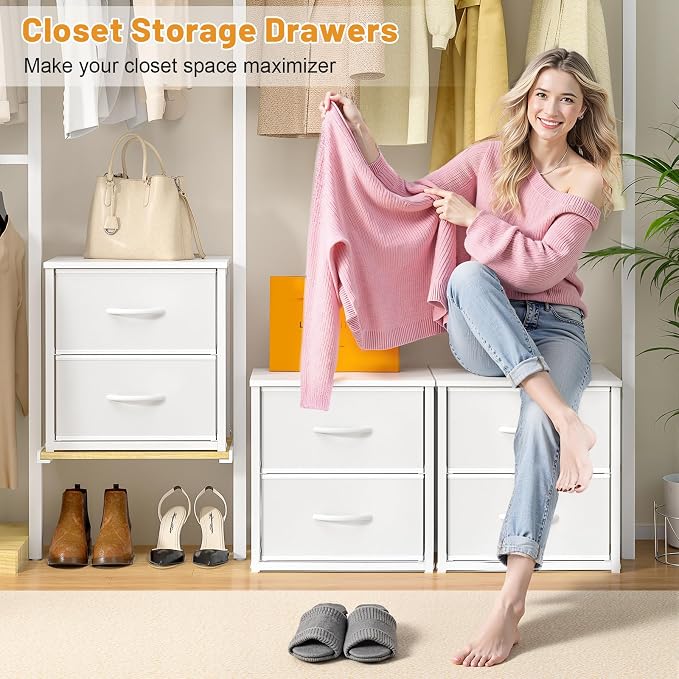 DAOUTIME 2-Pack Stackable Storage Drawers, Freestanding or Stackable Dresser - Image 5