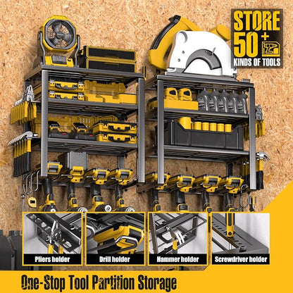 Spampur Power Tool Organizer Wall Mount | 4 Layers, Heavy Duty, Garage Storage - Image 6