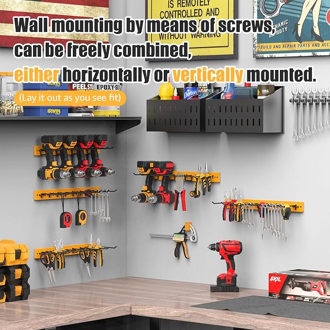 CCCEI 3 Modular Pegboard Strip Storage, Metal Peg Slat Wall Mount - Image 6