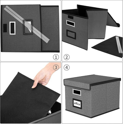 File Organizer Box with Lids, Collapsible File Folder Organizer | File Box with - Image 7
