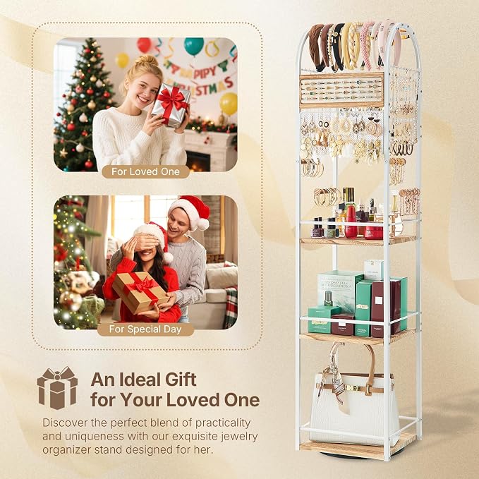 Jewelry Organizer Stand, 360° Rotating Floor Jewelry Holder - Image 6