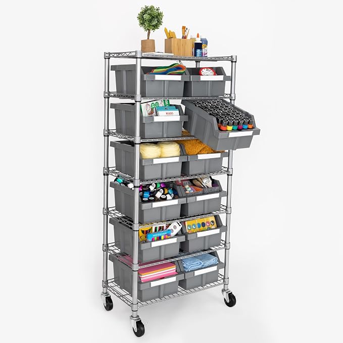 Seville Classics Heavy Duty NSF Bin Rack Solid Steel Wire Shelving Storage Unit - Image 5