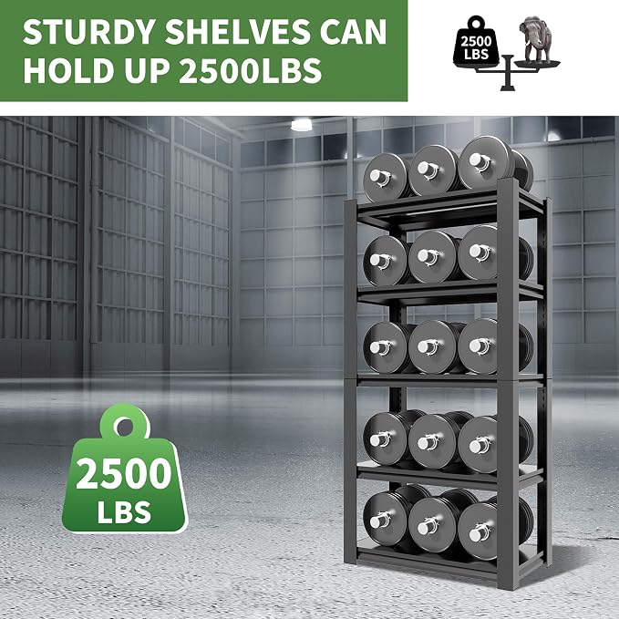Garage Shelves, 3000Lbs 5 Tier Adjustable Garage Storage Shelves Suitable - Image 5