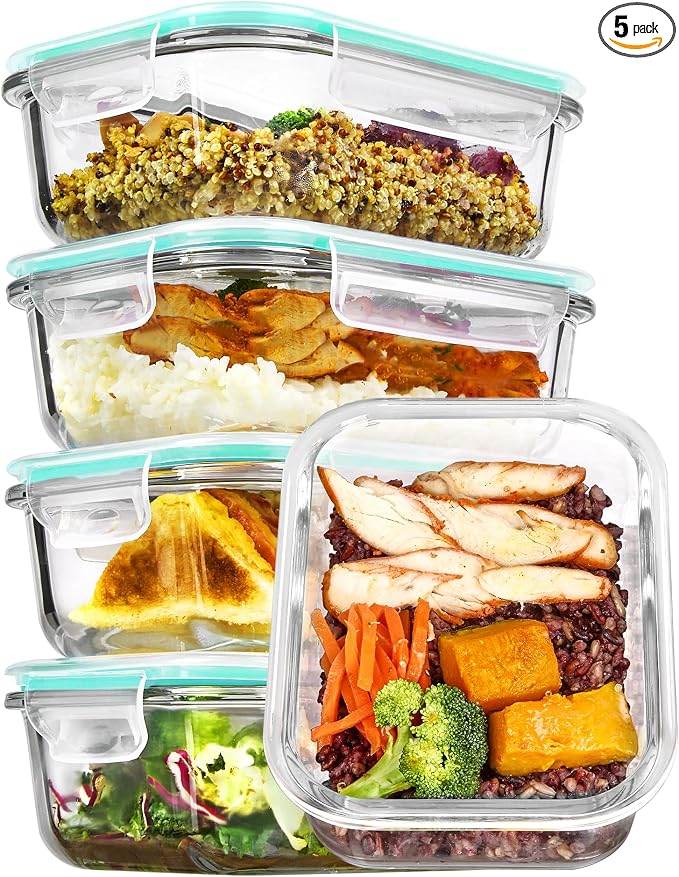 Vtopmart 5Pack 22oz Glass Storage Containers by Vtopmart