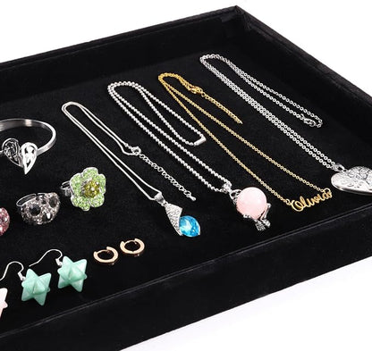 Mornajina 9" x 5.7" Velvet Jewelry Tray Jewelry Display Tray, Stackable Empty - Image 7