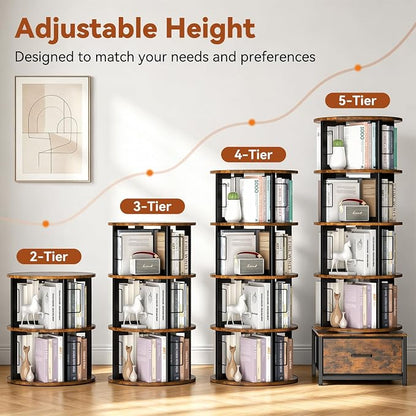 Housolution 5 Tier Rotating Bookshelf Tower - Image 3