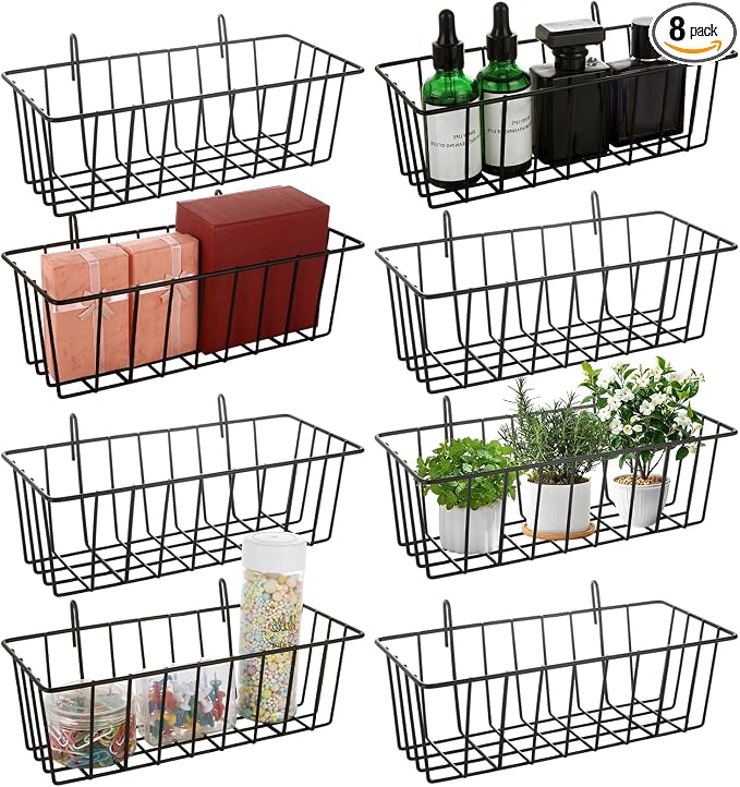 8 Pcs Wire Basket, Grid Panel Hanging Storage Baskets by Oungy
