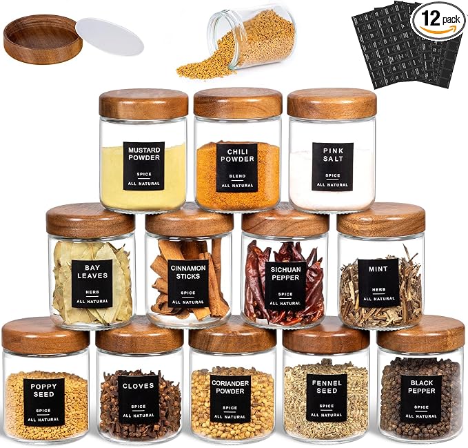 Yangbaga 12Pcs Glass Spice Jars by Hanber