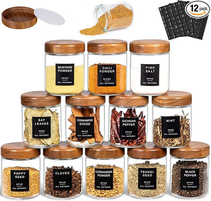 Yangbaga 12Pcs Glass Spice Jars by Hanber