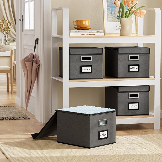 File Organizer Box with Lids, Collapsible File Folder Organizer | File Box with - Image 2