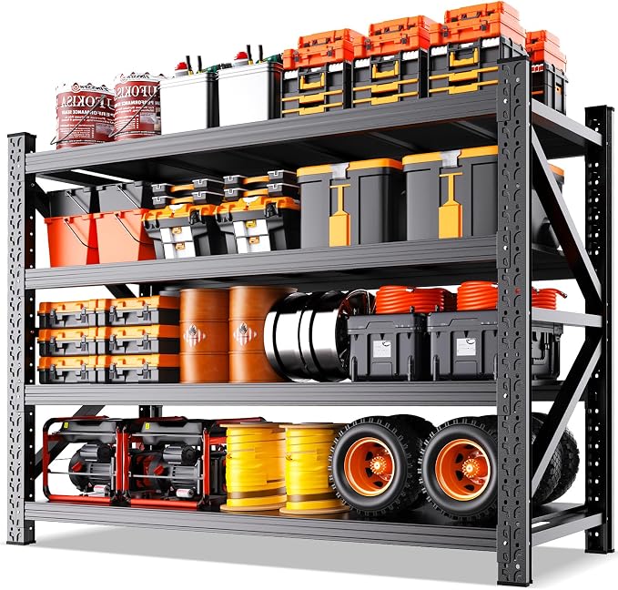 Heavy Duty Storage Shelves, 4 Tier Garage Shelving 6000LBS Metal Shelving Unit by OrganizingStorageAssistant