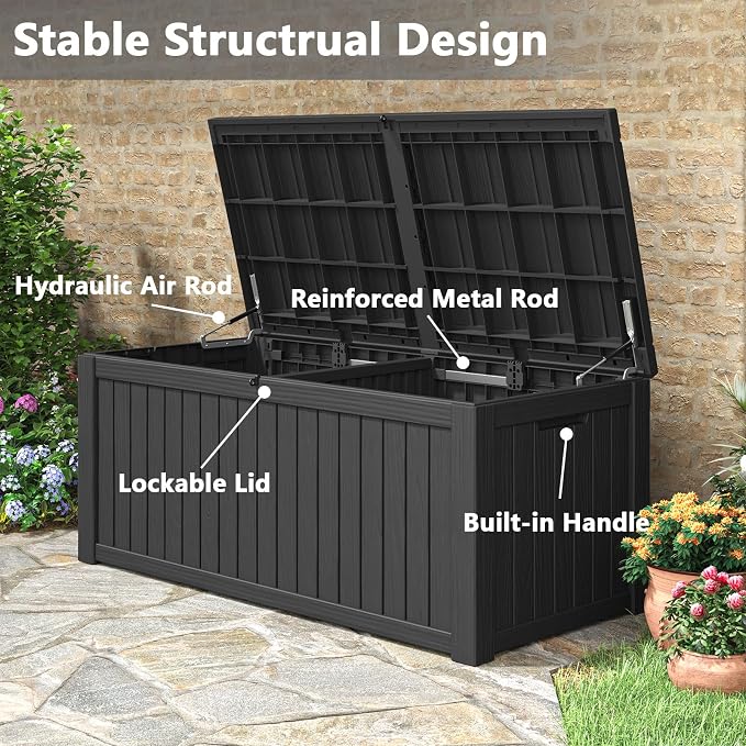 Outdoor Storage Box, 180 Gallon Deck Box, Waterproof and UV Resistant Large - Image 5