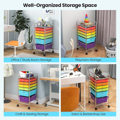 Giantex 6 Storage Drawer Cart Rolling Organizer Cart - Image 6