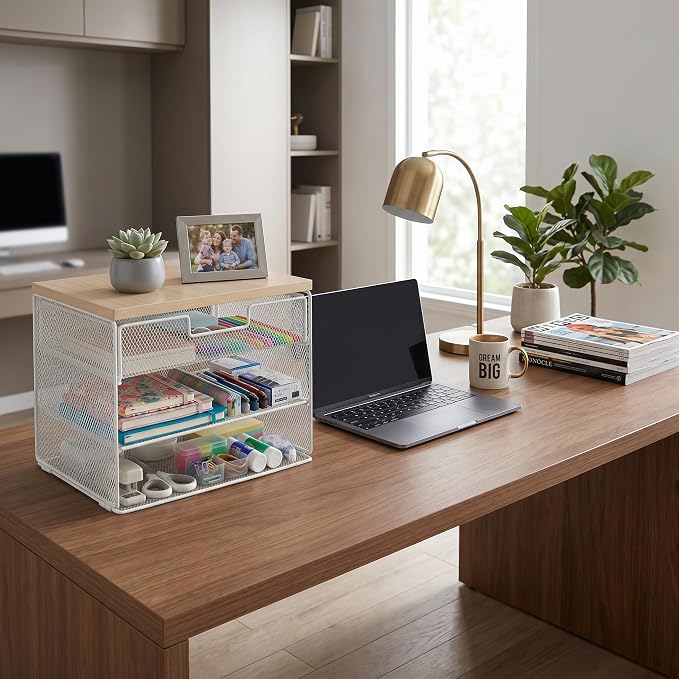 4-Tier Mesh Desk Organizer and Accessories - Image 3