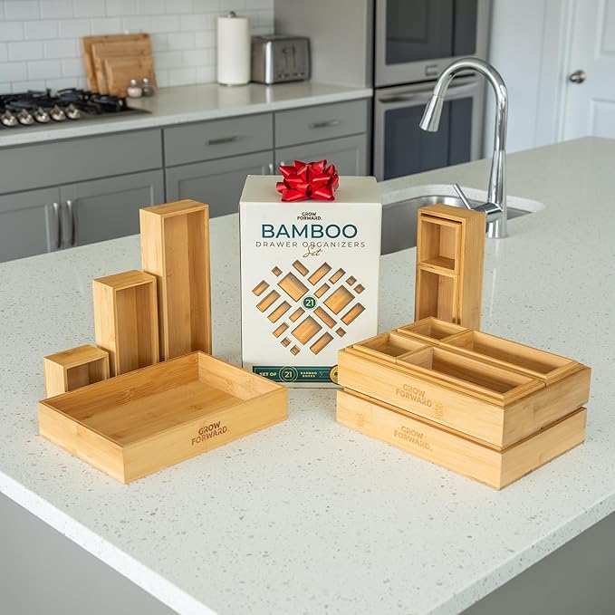 Grow Forward Bamboo Drawer Organizer Boxes - Image 6