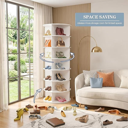 Cushore 7 Tier Rotating Shoe Rack Tower, 360° Spinning Shoe Display Lazy Susan - Image 2