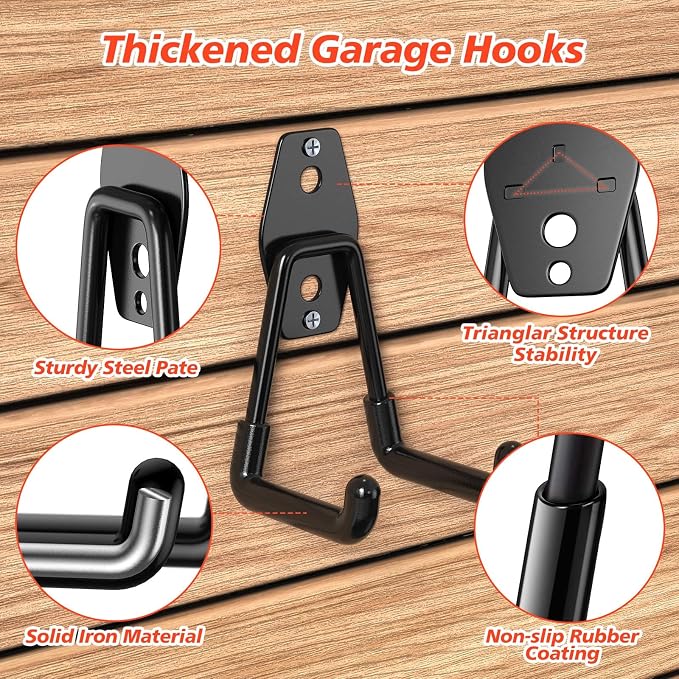 30 Pack Heavy Duty Garage Hooks, Solid Steel Wall Mount Hangers, - Image 3