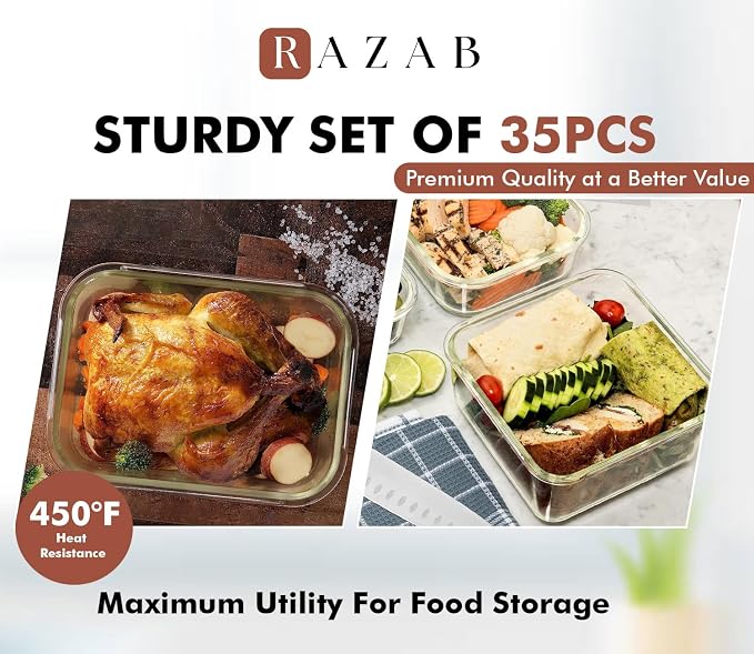 Razab 35 Pc Set Glass Food Storage Containers - Image 6