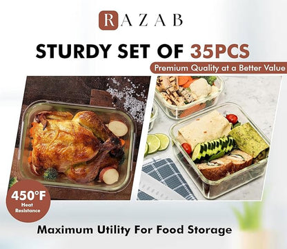 Razab 35 Pc Set Glass Food Storage Containers - Image 6