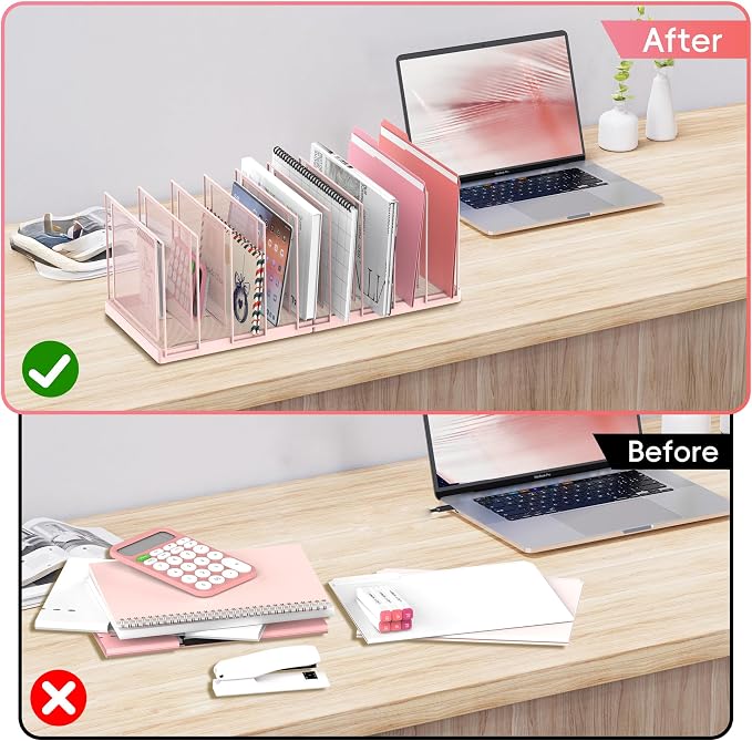 9-Section Desk File Organizer, Vertical File Holder, Mesh Desktop File Folder - Image 6