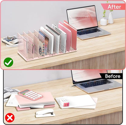 9-Section Desk File Organizer, Vertical File Holder, Mesh Desktop File Folder - Image 6