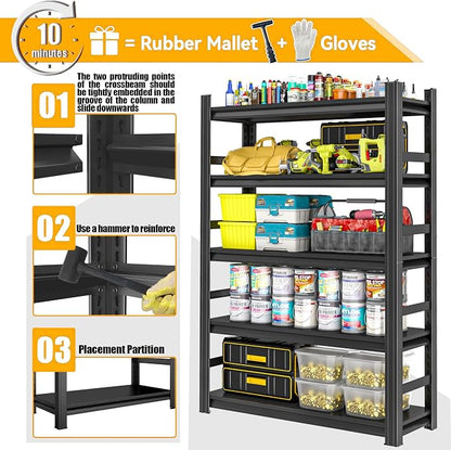 Garage Shelving Heavy Duty Metal Shelving 71" H x 36" W x 16" D 2500LBS Storage - Image 4