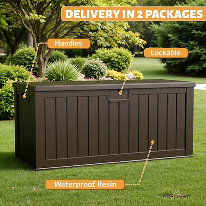 Flamaker 250 Gallon Resin Deck Box, XXL Waterproof Storage Box - Image 6