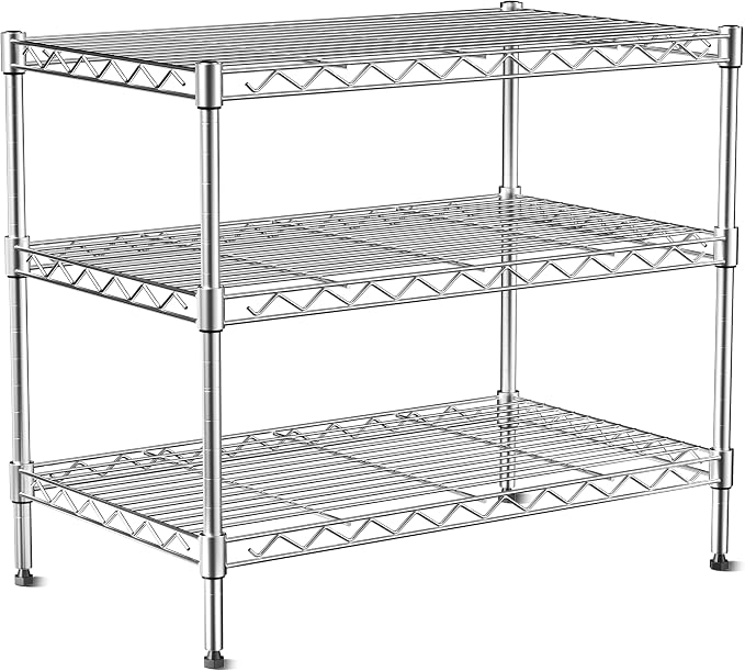 3-Tier Wire Shelf Rack, Kitchen Metal 3-Shelves Rack by Vanzbon