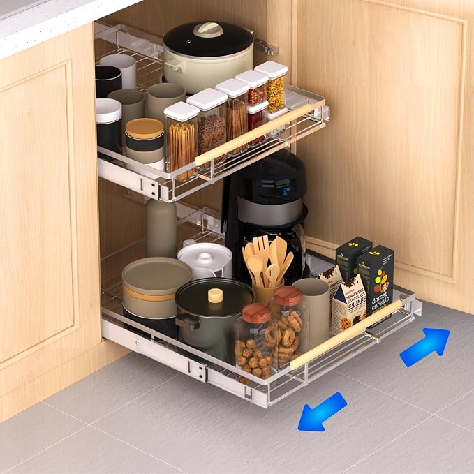 Pull Out Drawer Cabinet Organizer, Expandable Slide Out Storage Shelves - Image 4