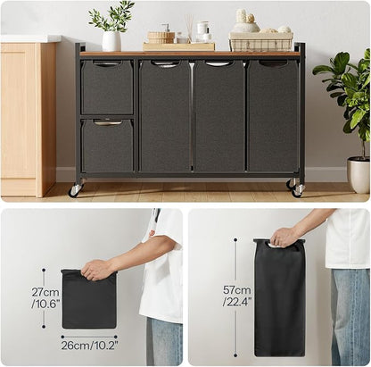 HOOBRO Laundry Sorter with 5 Sections, 45.5 Gal. Laundry Hamper with Wheels and - Image 5