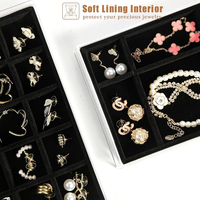 5 Drawers Clear Jewelry Box for Women and Girls, Acrylic Earring Holder - Image 2