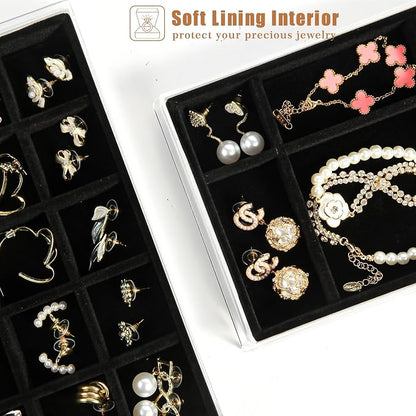 5 Drawers Clear Jewelry Box for Women and Girls, Acrylic Earring Holder - Image 2