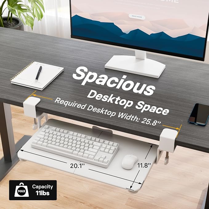 BONTEC KMT01-PJ Under Desk Keyboard Tray, Pull-Out Keyboard & Mouse Platform - Image 5