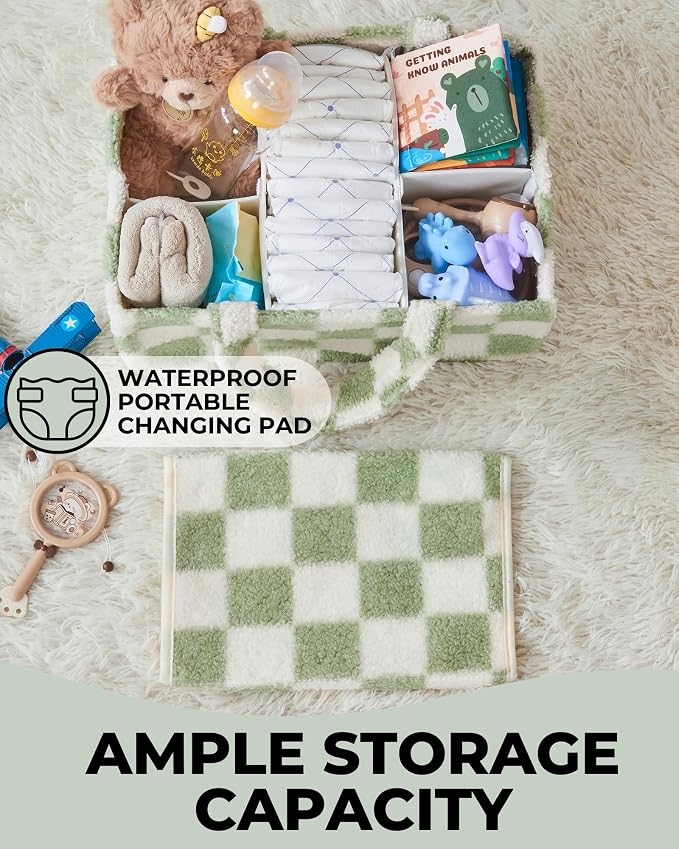 Checkered Diaper Caddy Organizer - Image 4